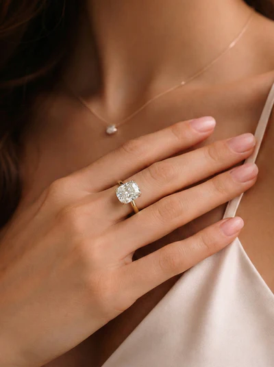 Elongated Cushion Solitaire Ring