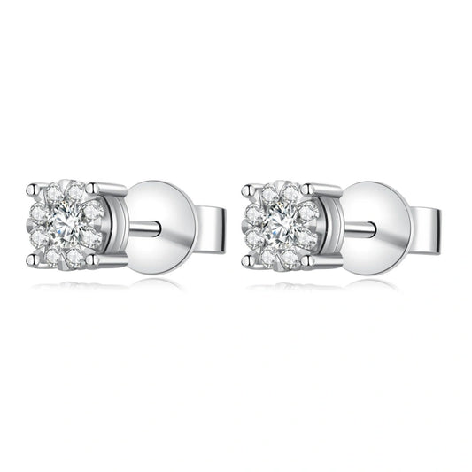 Best-Selling 18K Pure White Gold Custom Stud Earrings — High-Quality Lab-Grown Diamonds | Express Shipping | Anniversary & Party Gift