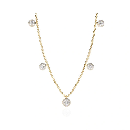 18K Solid Gold Lab-Grown Diamond Necklace — 4.78 Carat Brilliant Cut — Ethnic, Elegant, Religious Fine Jewelry