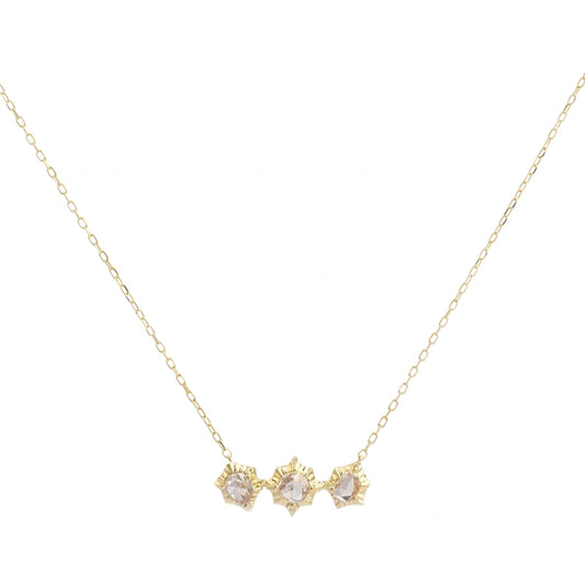 High-end jewelry 18K real gold lab-grown diamond rose-cut diamond pendant necklace, a gift for women.