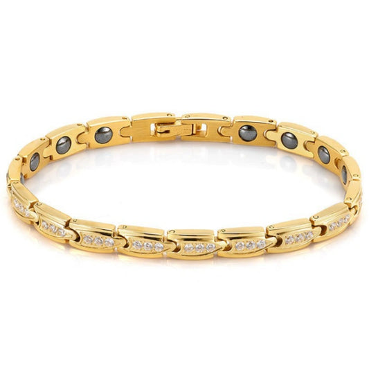 18K Solid Gold Magnetic Therapy Bullet Chain Bracelet (Unisex)