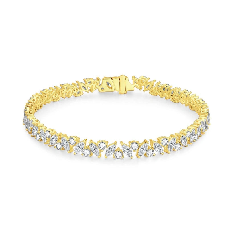 Luxurious & Glamorous Jewelry Gift: 18K Gold Bracelet Set with Lab-Grown Diamonds — A Best-Selling, Stylish Tennis Bracelet and Wedding Bracelet