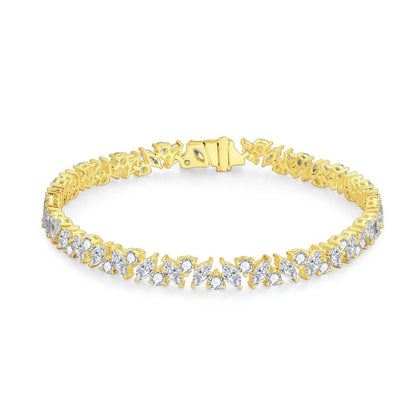 Luxurious & Glamorous Jewelry Gift: 18K Gold Bracelet Set with Lab-Grown Diamonds — A Best-Selling, Stylish Tennis Bracelet and Wedding Bracelet