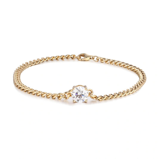 18K Gold & Diamond Charm Bracelet Pendant — 1-Carat Classic Women's Anniversary Gift — Solitaire Round Brilliant Cut — 5g