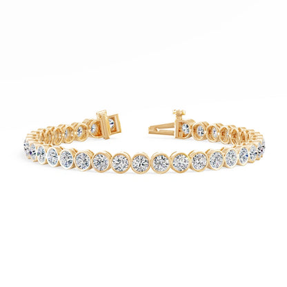 9.43-Carat Round-Cut Lab-Grown Diamond Tennis Bracelet — Bezel-Set Design, 18K Solid Gold, Comfortable Fit, Unisex — Wholesale Jewelry