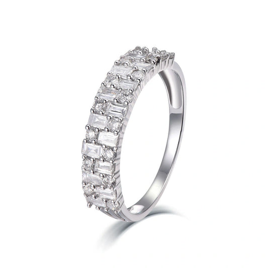 SKA Sparkling Authentic Diamond Jewelry Ring, 18K Rectangular Cut Cultured Diamond Everlasting Ring with Price