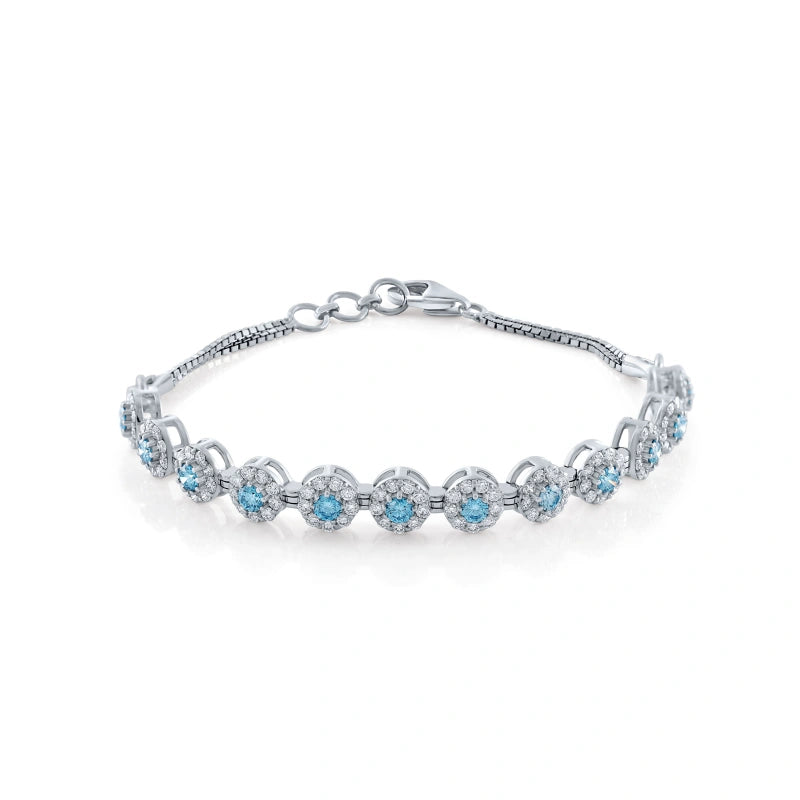 Elegant 2.14-Carat Blue-White Cut Lab-Grown Diamond, Rhodium-Plated 18K Solid Gold, Stylish Women's Bracelet — Wholesale Price