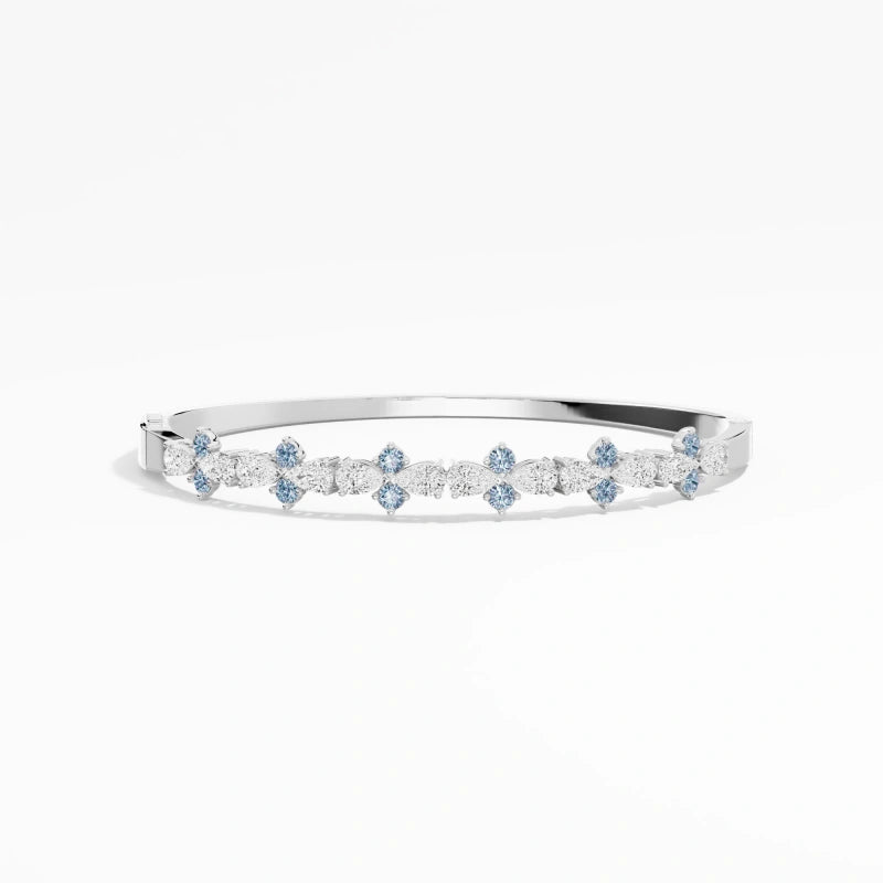 Most Sought-After Luxury 3.04-Carat Lab-Grown Blue & White Pear-Shaped Diamond 18K Solid Gold Bracelet — A Best-Seller