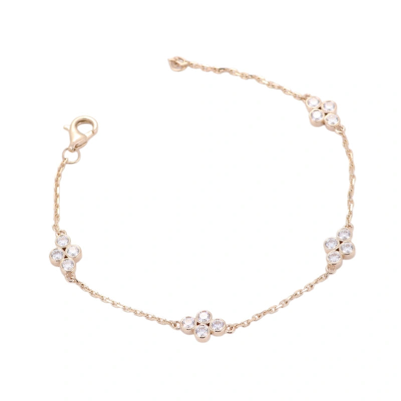 18K Real Gold Round-Cut Lab-Grown Diamond Women's Bracelet