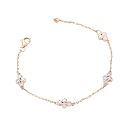 18K Real Gold Round-Cut Lab-Grown Diamond Women's Bracelet