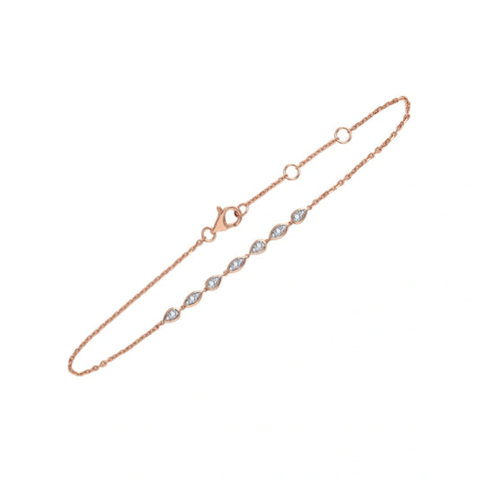 Exclusive Design: Exquisite Bracelet Jewelry Wholesale 18K Pure Rose Gold Lab-Grown Diamond Adjustable Bracelet — A Gift for Her