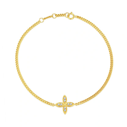 Fast Shipping: Western-Style Fashion Jewelry — 18K Gold Lucky Four-Leaf & Three-Leaf Clover Charm Bracelet (Women's Accessory)