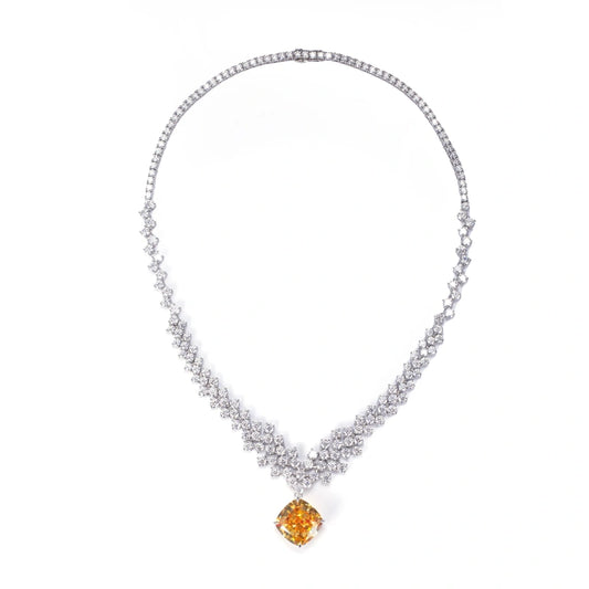 Stylish 18K Pure White Gold Bracelet & Necklace Set, Lab-Grown Diamond Earrings — High-End Women's Jewelry