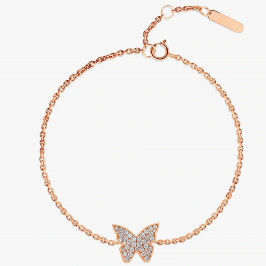 Beautiful Butterfly Adjustable Lab-Grown Diamond Bracelet — 18K Yellow Gold Wholesale Women's Wedding Jewelry