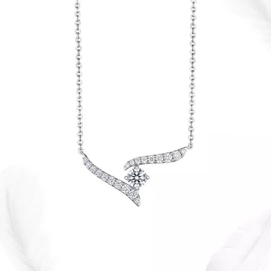 18K White Gold Wing Necklace for Women — Elegant Pendant Set with Lab-Grown Diamonds — Romantic Anniversary Gift