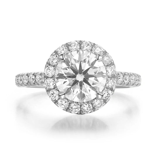 Custom-made round brilliant-cut 1CT/1.5/2CT CVD lab-grown diamond 18K gold engagement ring.