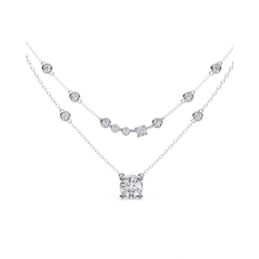 Exquisite 18K Solid Gold Women's Diamond Necklace—Handcrafted and Featuring Lab-Grown, Brilliant-Cut Diamonds (Color: D)—Engagement Jewelry