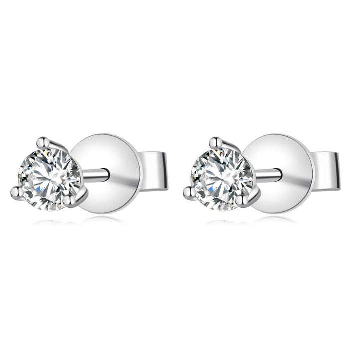18k gold top quality three claws IGI certified natural diamond stud earrings