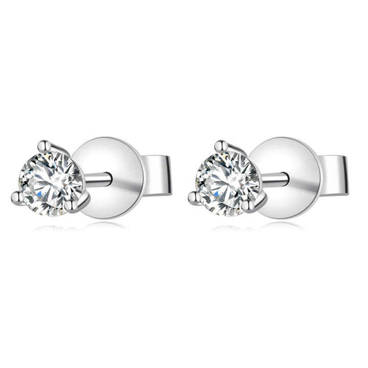 18k gold top quality three claws IGI certified natural diamond stud earrings