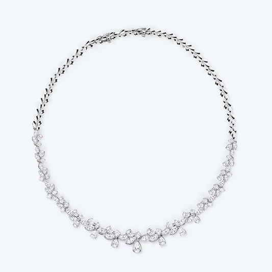 Authentic Custom 18K Solid Gold Lab-Grown Diamond Women's Necklace — Fully Inlaid Clavicle Chain for Weddings, Parties, and Evening Events