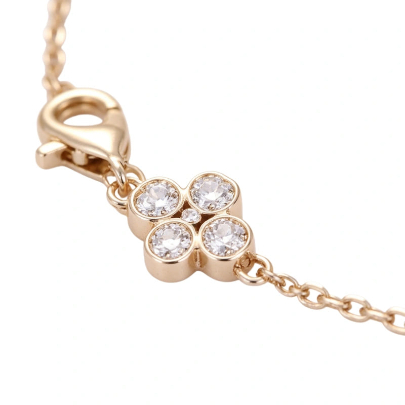 18K Real Gold Round-Cut Lab-Grown Diamond Women's Bracelet