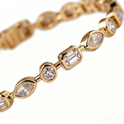 18K Gold Octagonal Full-Diamond Bracelet featuring Marquise-Cut Lab-Grown Emeralds and Cut Diamonds — Unisex, Ins-Style, Light Luxury Gift