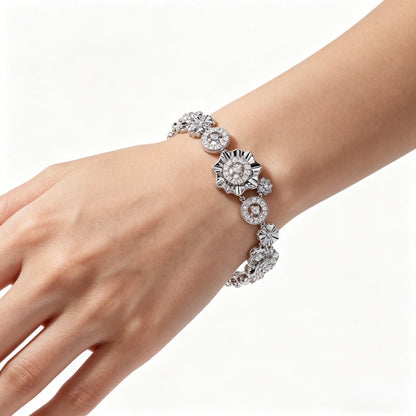 Exquisite 18K Real Gold 1.29-Carat Round Lab-Grown Diamond Women's Wedding Bracelet & Bangle — Luxury Jewelry