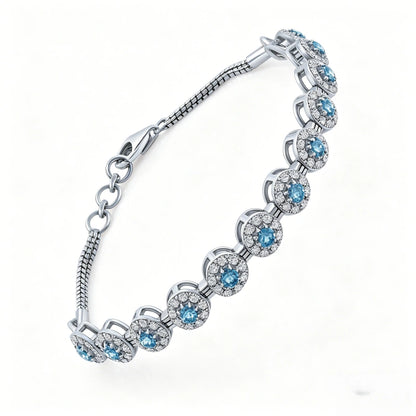 Elegant 2.14-Carat Blue-White Cut Lab-Grown Diamond, Rhodium-Plated 18K Solid Gold, Stylish Women's Bracelet — Wholesale Price