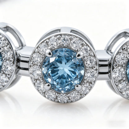 Elegant 2.14-Carat Blue-White Cut Lab-Grown Diamond, Rhodium-Plated 18K Solid Gold, Stylish Women's Bracelet — Wholesale Price