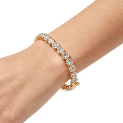 9.43-Carat Round-Cut Lab-Grown Diamond Tennis Bracelet — Bezel-Set Design, 18K Solid Gold, Comfortable Fit, Unisex — Wholesale Jewelry