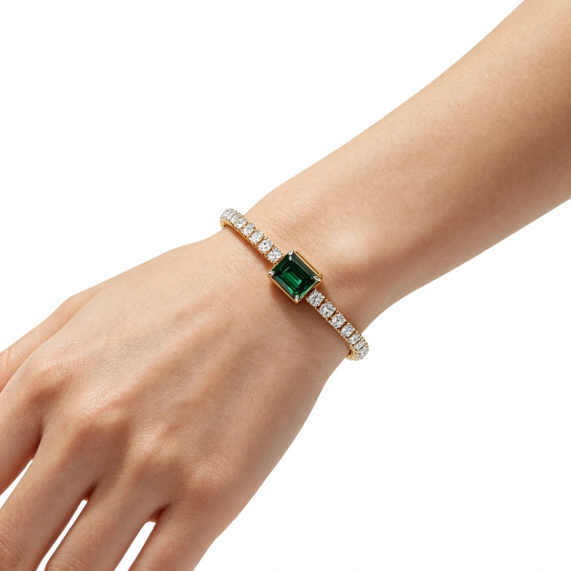 18K Real Gold Lab-Grown Diamond Bracelet — Simple & Exquisite Jewelry Gift for Women (Anniversary, Birthday, Bridal Gift)