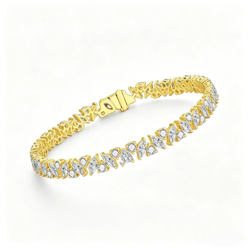 Luxurious & Glamorous Jewelry Gift: 18K Gold Bracelet Set with Lab-Grown Diamonds — A Best-Selling, Stylish Tennis Bracelet and Wedding Bracelet