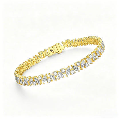 Luxurious & Glamorous Jewelry Gift: 18K Gold Bracelet Set with Lab-Grown Diamonds — A Best-Selling, Stylish Tennis Bracelet and Wedding Bracelet