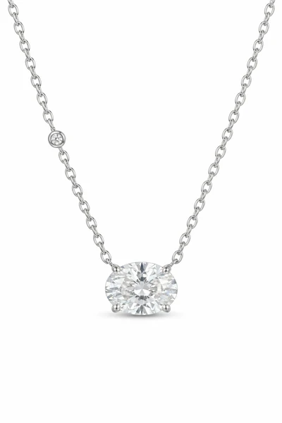 East-West Oval Solitaire Necklace