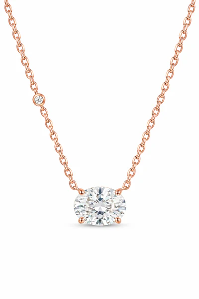 East-West Oval Solitaire Necklace