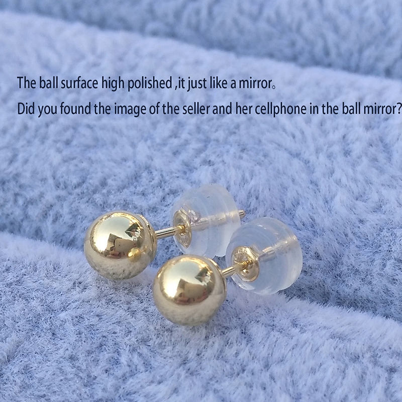 Classic minimalist 18K gold ball stud earrings; available in 3mm, 4mm, and 5mm diameters.