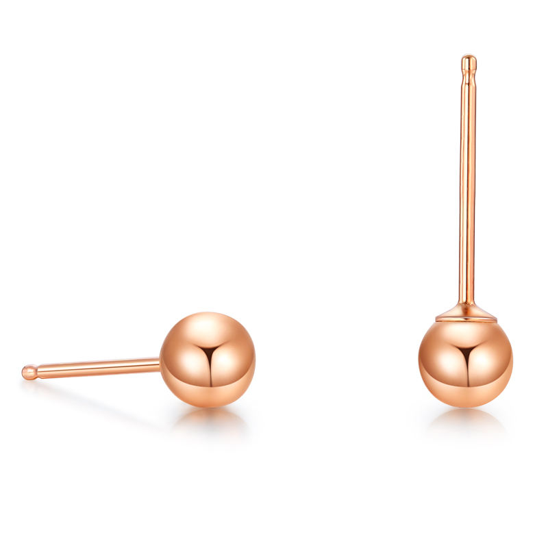 Classic minimalist 18K gold ball stud earrings; available in 3mm, 4mm, and 5mm diameters.