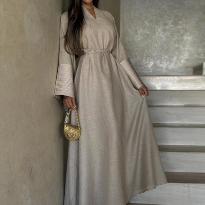 Belted modest dress