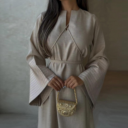 Belted modest dress
