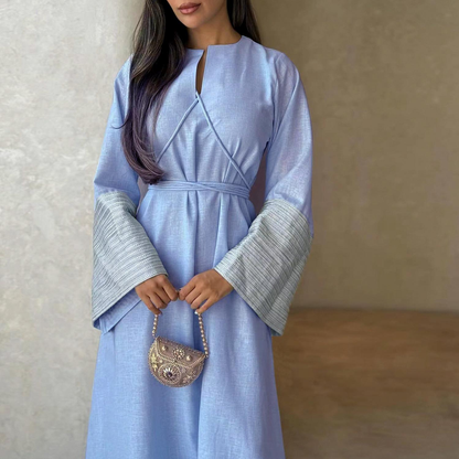 Belted modest dress
