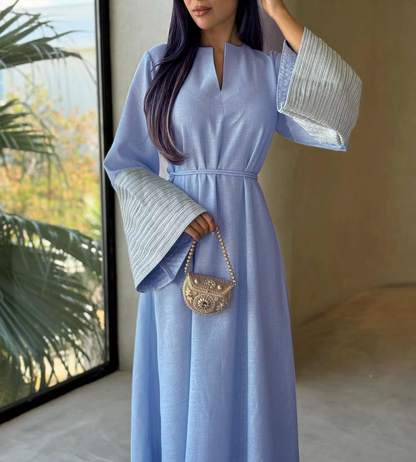 Belted modest dress