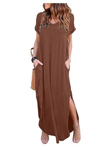 Women's Casual Loose Pocket Maxi Dress