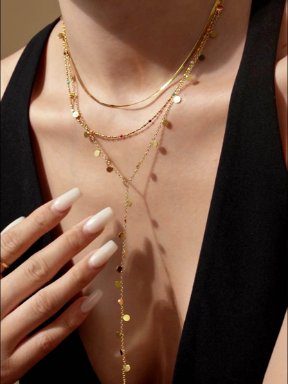 Stylish layered stainless steel Y-chain necklace for women