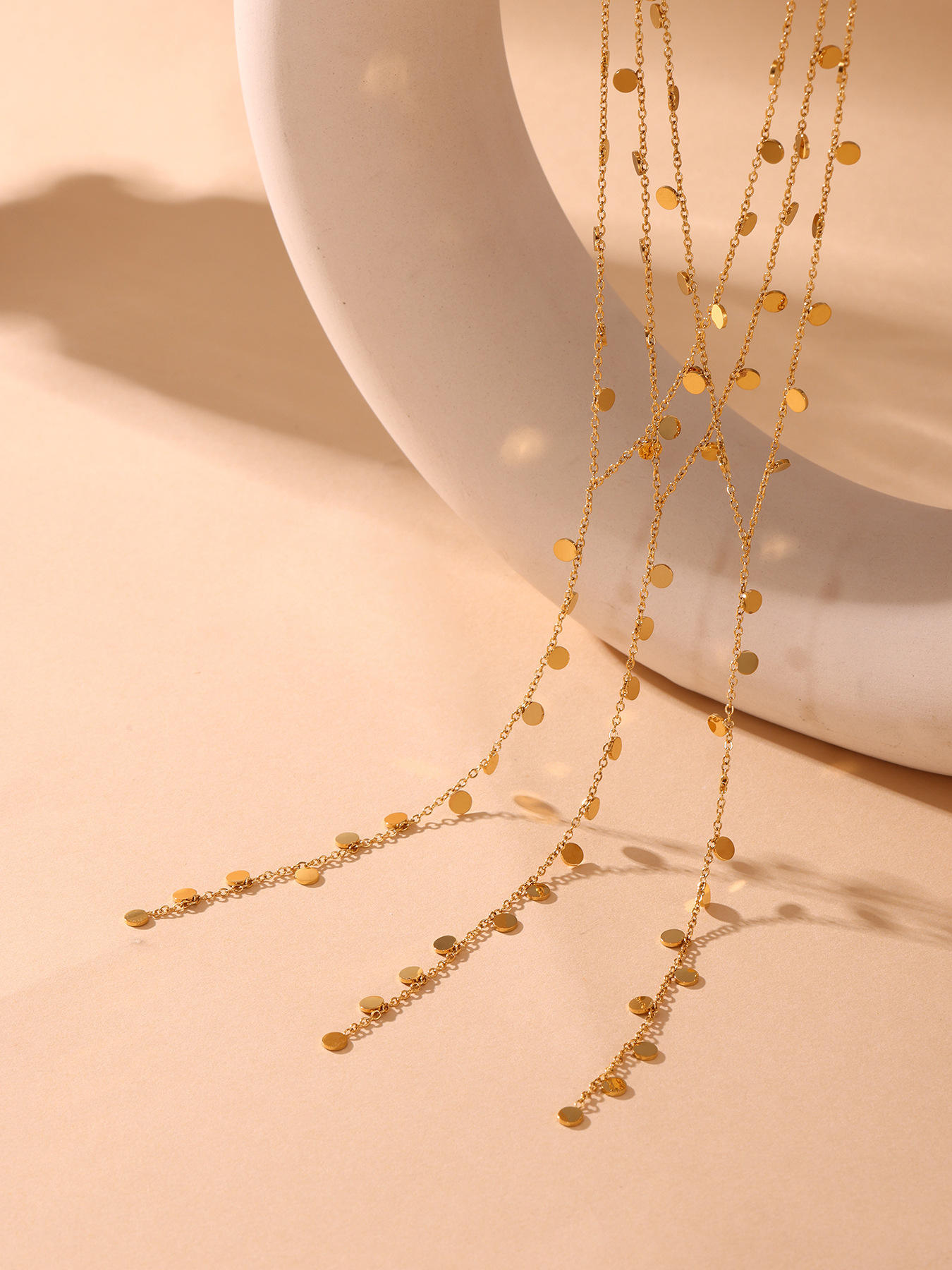 Stylish layered stainless steel Y-chain necklace for women