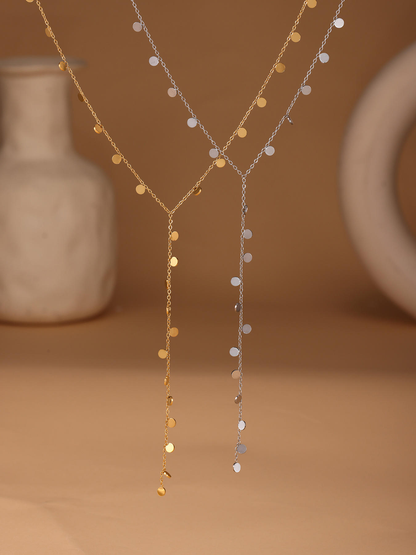 Stylish layered stainless steel Y-chain necklace for women