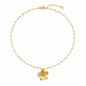 Exquisite Gold-Tone Floral Pendant Necklace in Stainless Steel