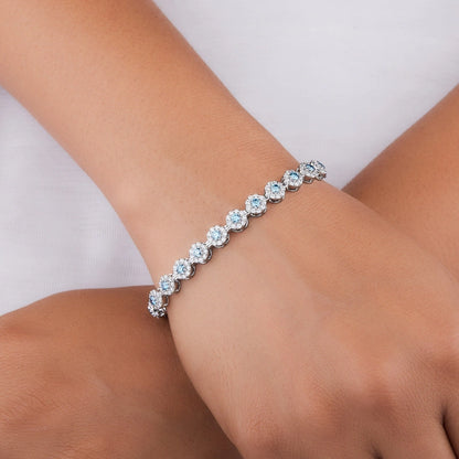 Elegant 2.14-Carat Blue-White Cut Lab-Grown Diamond, Rhodium-Plated 18K Solid Gold, Stylish Women's Bracelet — Wholesale Price