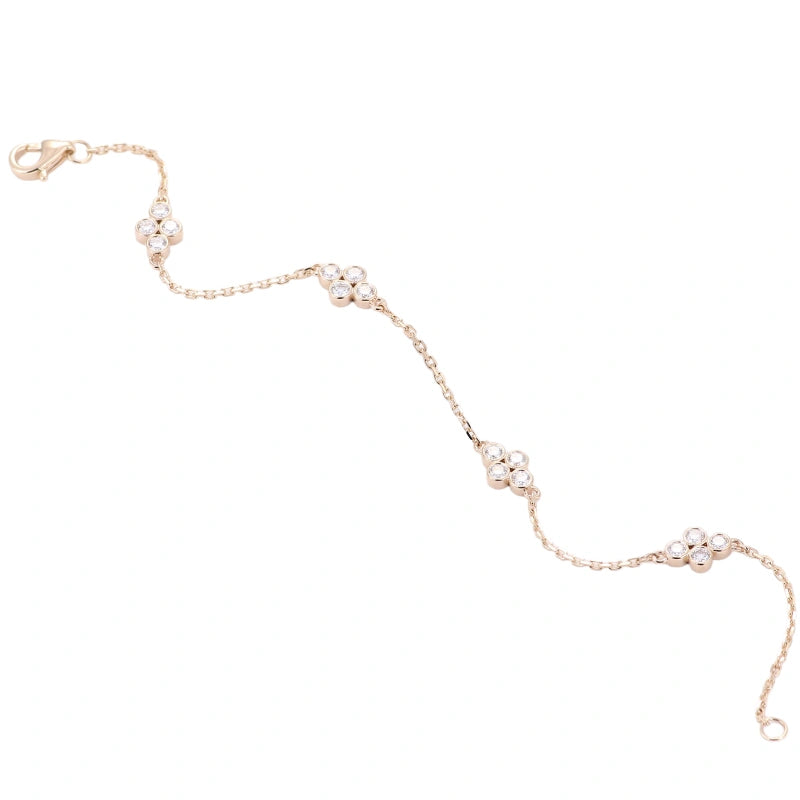 18K Real Gold Round-Cut Lab-Grown Diamond Women's Bracelet