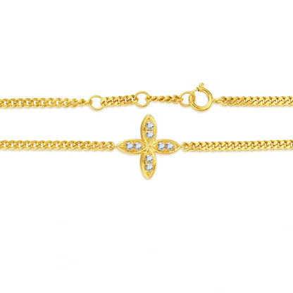 Fast Shipping: Western-Style Fashion Jewelry — 18K Gold Lucky Four-Leaf & Three-Leaf Clover Charm Bracelet (Women's Accessory)