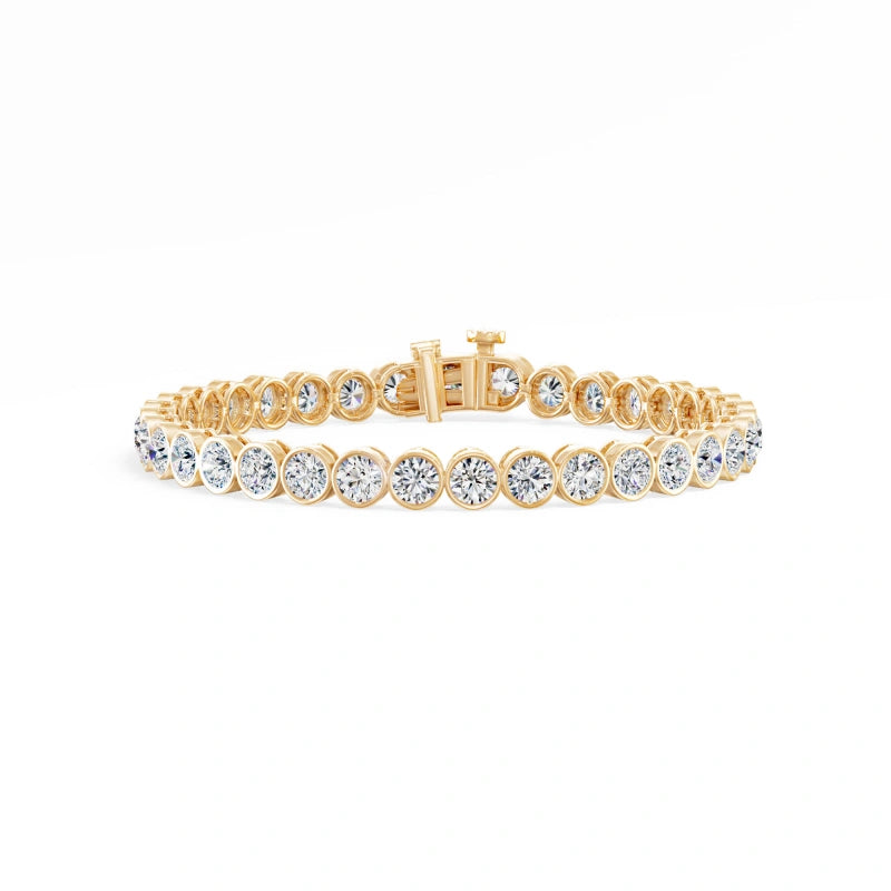 9.43-Carat Round-Cut Lab-Grown Diamond Tennis Bracelet — Bezel-Set Design, 18K Solid Gold, Comfortable Fit, Unisex — Wholesale Jewelry